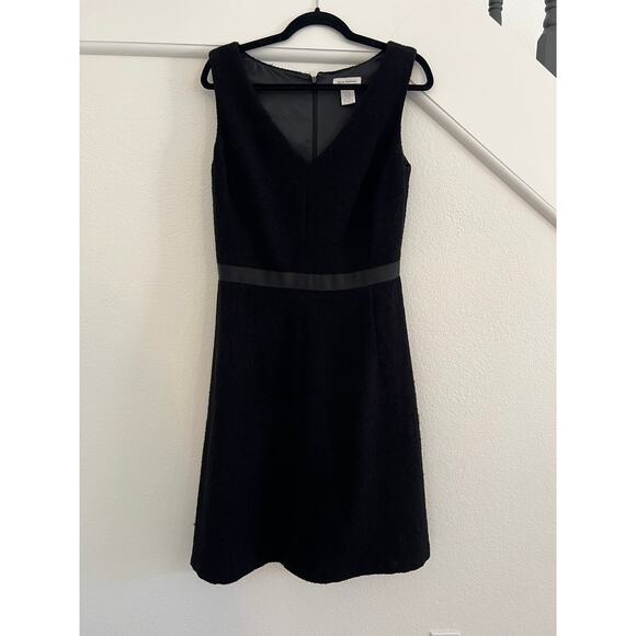 Isaac Mizrahi Black Womens 8 Dress Wool Blend V-Neck A-Line Coctail Event Midi - Picture 1 of 16